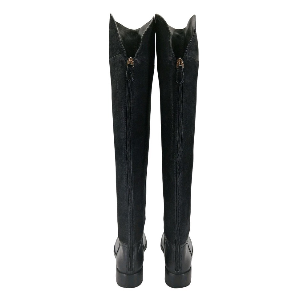 Tory Burch Boots Womens Size 7.5 38 Black Leather Over The Knee Riding Back Zip - Picture 9 of 14